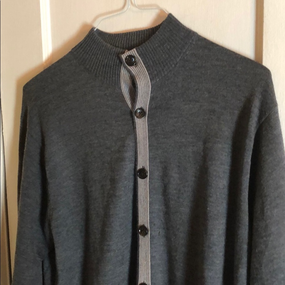 patrick james reserve Merino Wool Button Up Cardigan Sweater Men’s Medium Gray